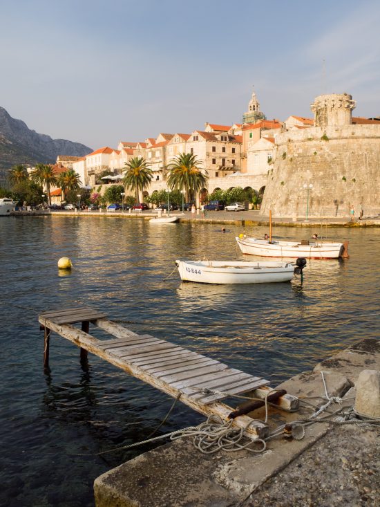 Looking back to the Old Town of Korcula